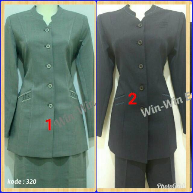 Setelan blazer kerja kantor wanita pemda PNS pdh abu