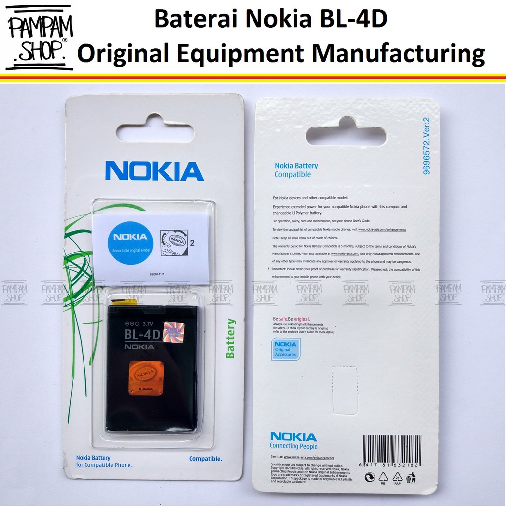 Baterai Nokia N950 N97 Mini T7 BL4D BL-4D Original OEM 100% | Batre, Batrai, Battery