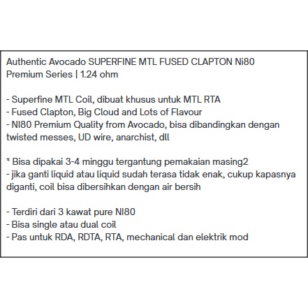 Otentiq Avocad0 SUPERFINE MTLx FUSEDx CLAPTONx NI80x K0il 1.24 ohm