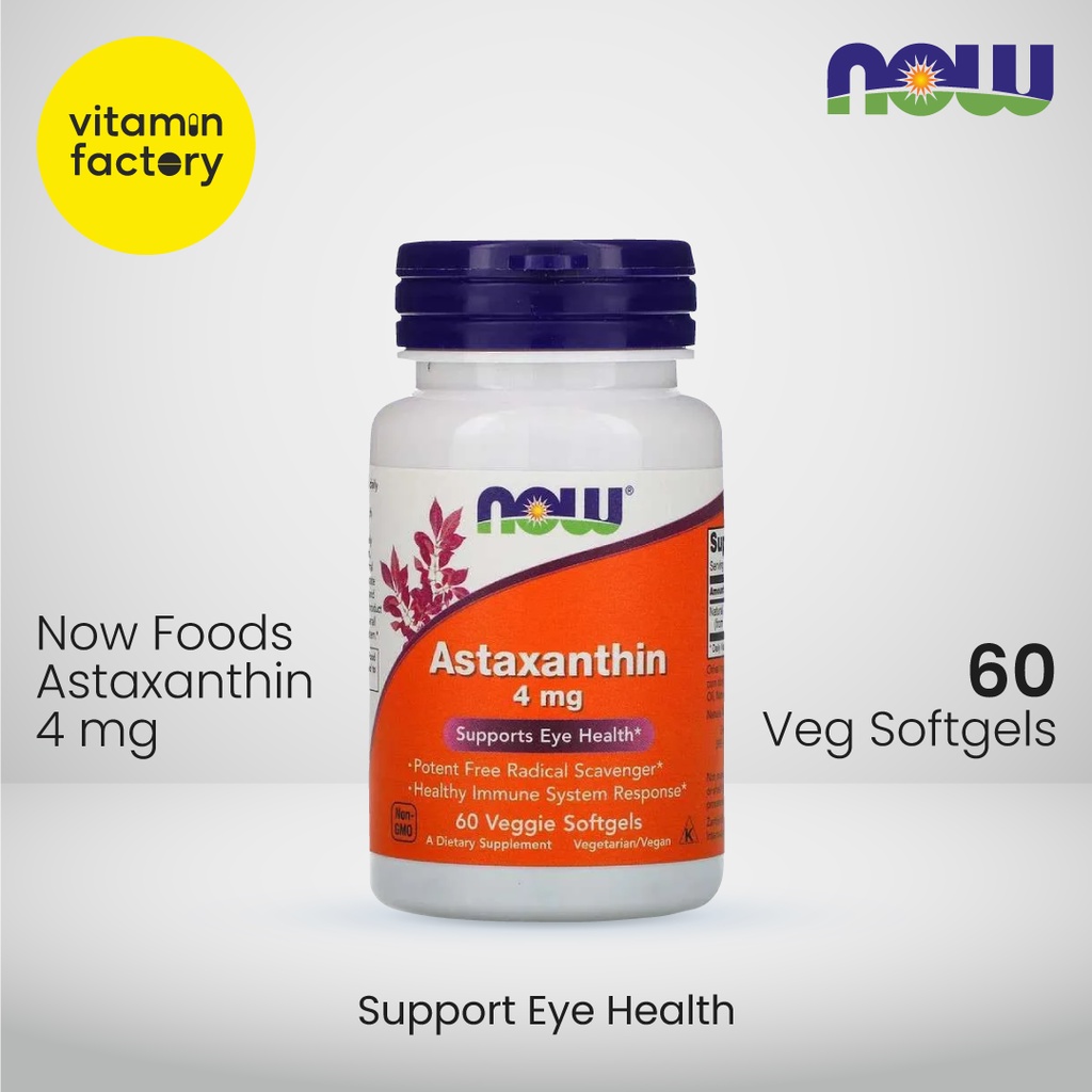 Now Foods Astaxanthin 4mg 60 Veggie Softgels