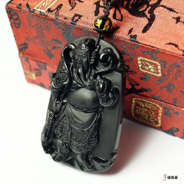 KALUNG BATU OBSIDIAN HITAM DEWA PERANG GUAN GONG KWAN KONG