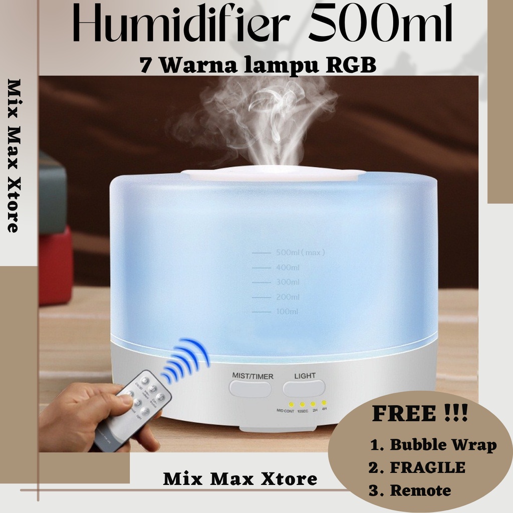 Taffware Humidifier Diffuser Aromaterapi 500ml + 7 Color + Remote Control (HUMI H14A) - White