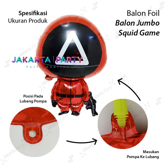 Balon Foil Karakter Squid Game Segitiga / Balon Foil Squid Game