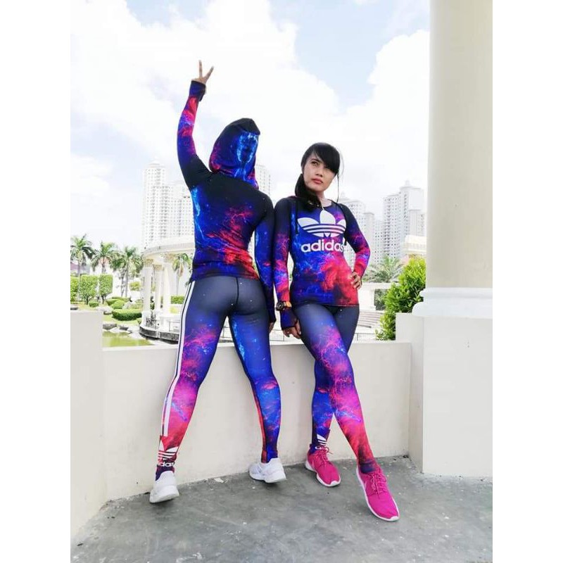 BAJU SENAM MURAH SXB ADIDAS GALAXY FULL PRINT LONG SLEEVE HOODIE AND LEGGING