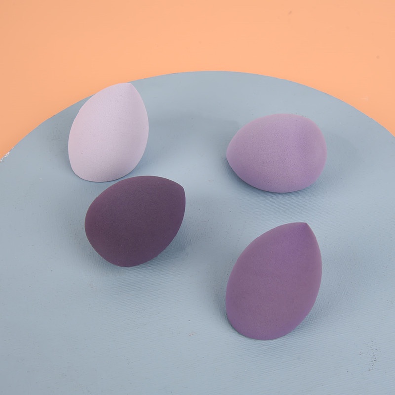 4Pcs Colorful Cosmestic Sponge Beauty Eggs W/ Water Drop Gourd Shape for Liquid Cream Powder