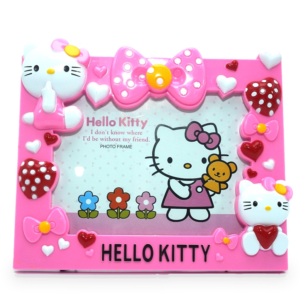 Frame Bingkai Foto 5R Pas Foto Hello Kitty Merah Lucu Murah kaca Kuat