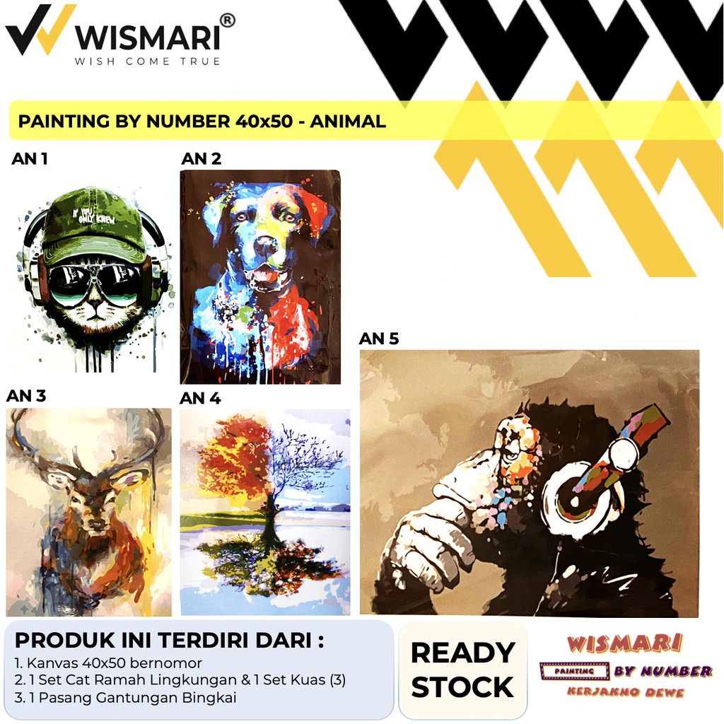 

Wismari DIY Painting by Number (40x50cm) - Animal Series