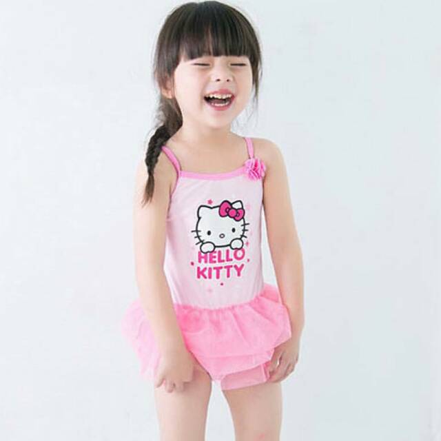 Baju Renang Swimsuit Cantik Kartun Hello Kitty Pink Impor Murah Bayi Balita Anak Perempuan Cewek
