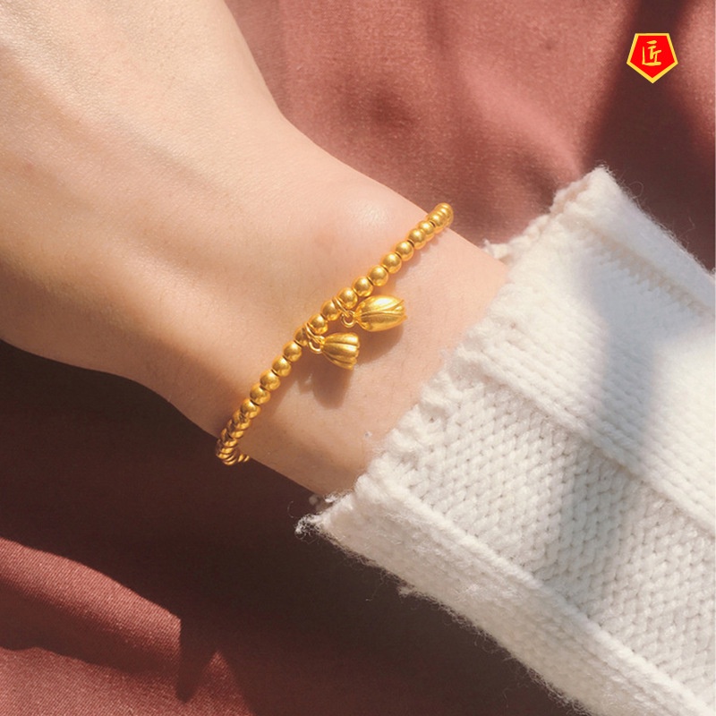 [Ready Stock]Elegant Graceful Gold Lotus Seedpod Bracelet