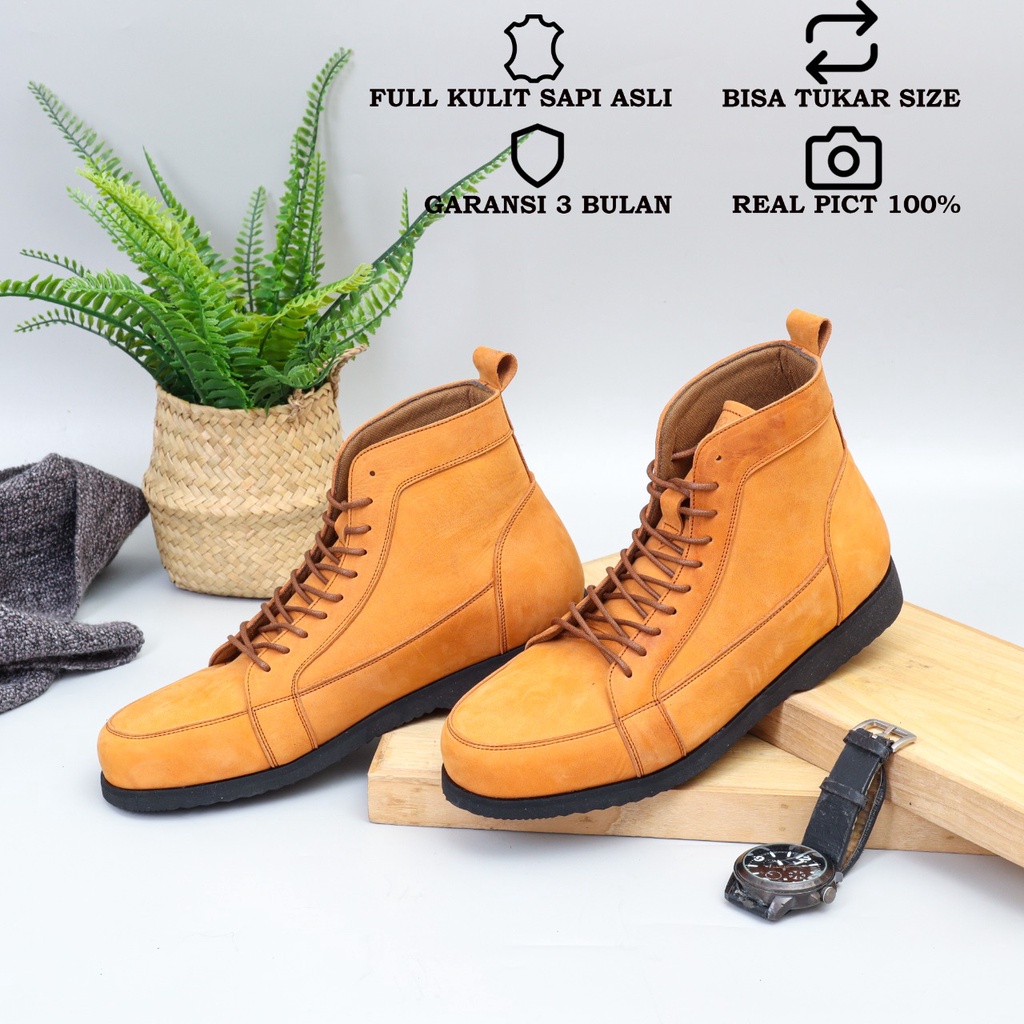 sepatu boot pria sepatu boot kulit asli sepatu pantofel pria sepatu boot tali model Vizaro