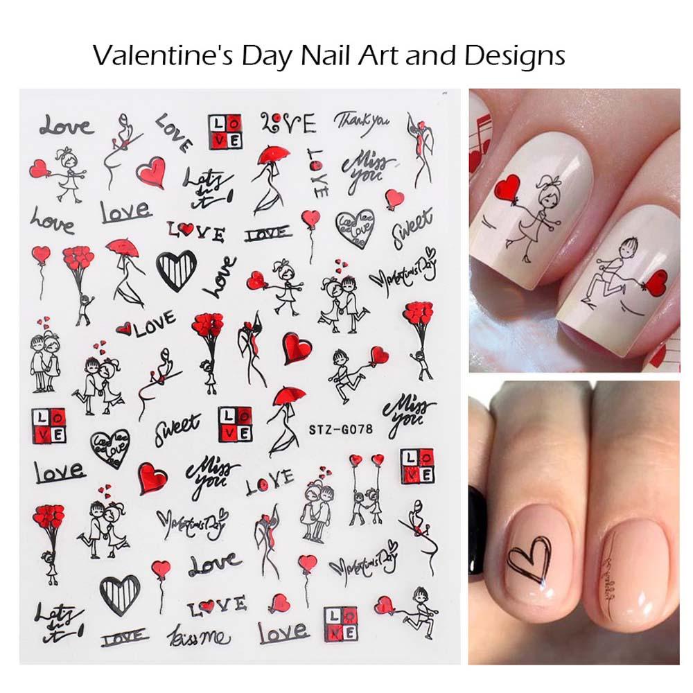 AUGUSTINA Agustina Stiker nail art Kecantikan decal nail art Love Rose Hari Valentine