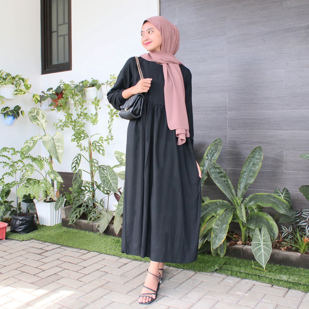 Tq88indonesia Fashion Busana Muslim Wanita Terbaru  / SALMA RAYON DIAMOND MAXI DRESS / Dres Casual Polos Lengan Panjang / Ootd Kekinian / Outfit Kekinian / Ootd