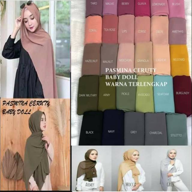 Pashmina ceruty babydoll impor pasmina ceruti baby doll