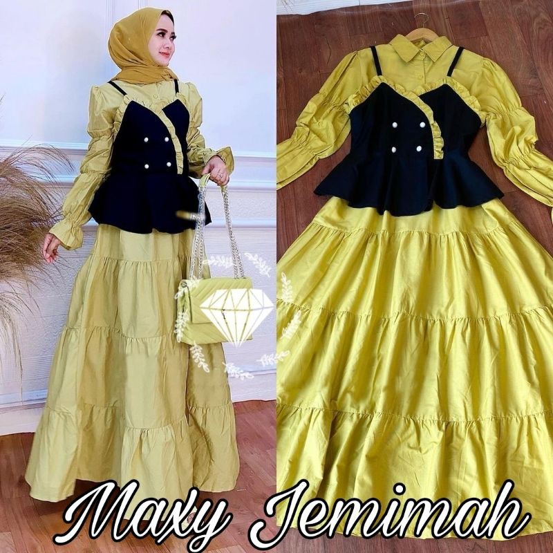 MAXY JEMIMAH 2IN1 ROMPI GAMIS MUSLIM MOSCREPE, 4 UKURAN