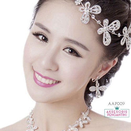 [SIAP KIRIM] PERHIASAN PENGANTIN ANTING PESTA AKSESORIS WEDDING SILVER AAP009