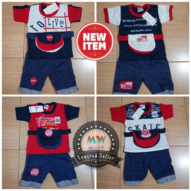 Baju stelan anak bayi cowok 6-12 bulan