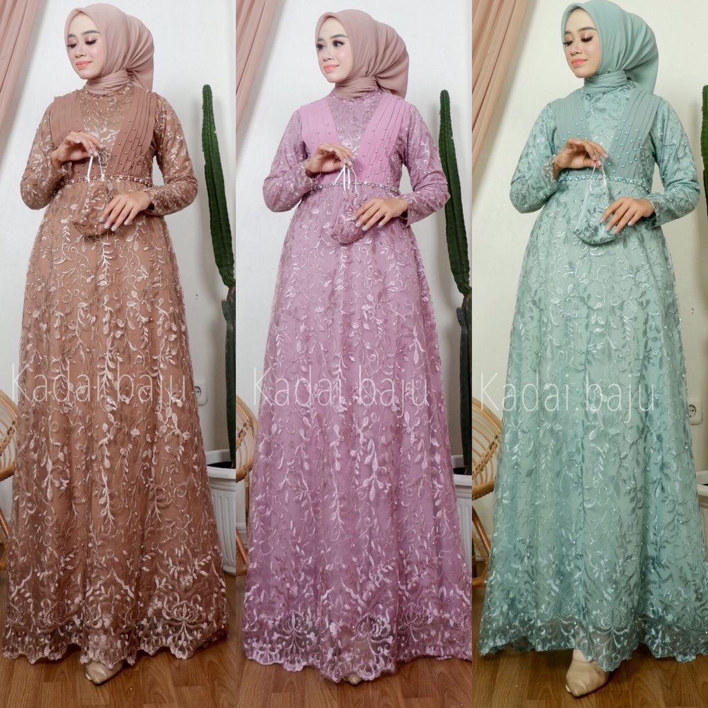 Kadai.baju / Gamis syaqila payet / Gamis brukat jumbo / Maxi Dress Size M L XL XXL