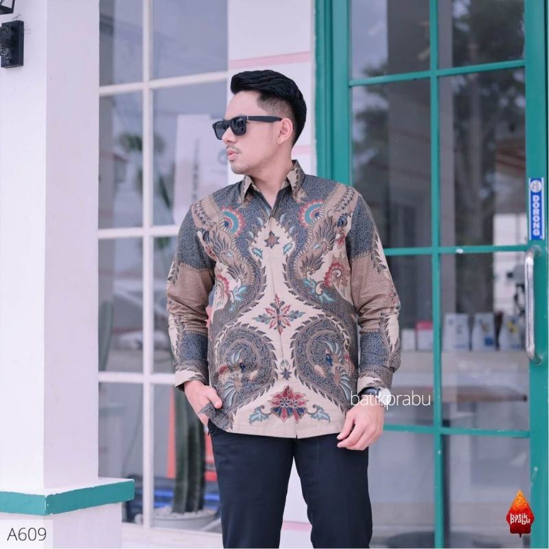 Kemeja batik pria panjang premium exclusive batik prabu kantor pesta furing reguler fit jumbo modern