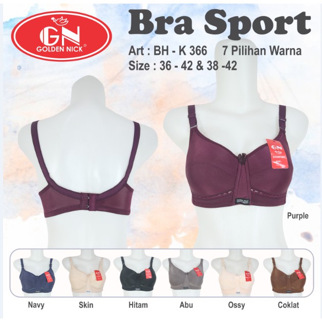ASLI ORIGINAL Golden Nick - Bra Sport BH K366 Busa Tipis Tanpa Kawat Berkualitas Sport Bra Golden Nick