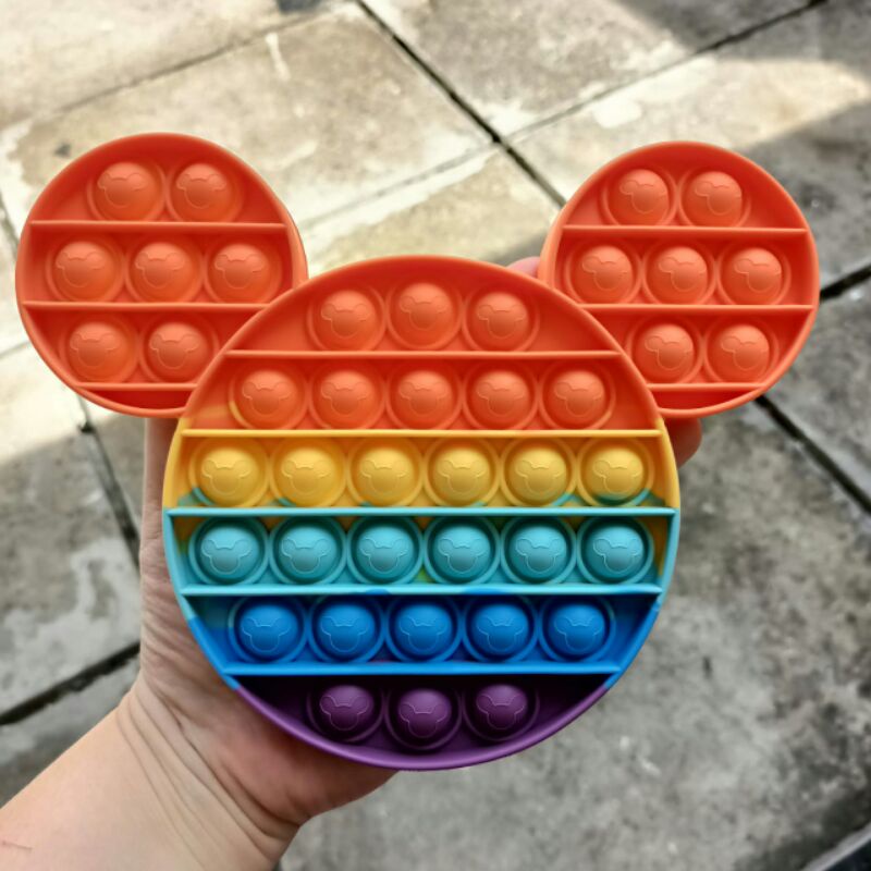 Mainan Viral Pop it Fidget Rainbow, Pop it viral, Mainan pop it, Fidget toys-mickey rainbow