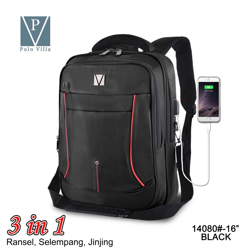 (Rf) Tas Polo Villa 14080 Tas Sekolah Multi Fungsi Ransel Fashion Sekolah Tas Laptop Kerja