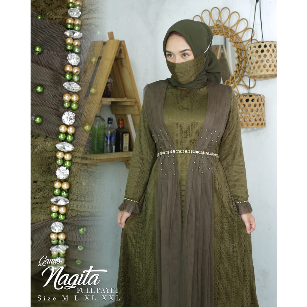 Gamis Modern Nagita NK / Dress Brukat / Kebaya Pesta