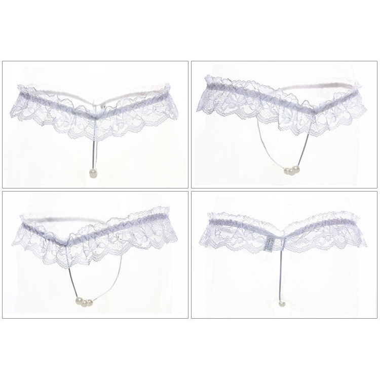 Celana Dalam Wanita Faux Pearl Massage G-string Sexy Lace Thongs C182