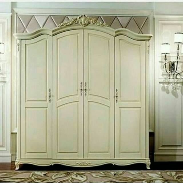 Lemari baju mahoni klasik 4 pintu