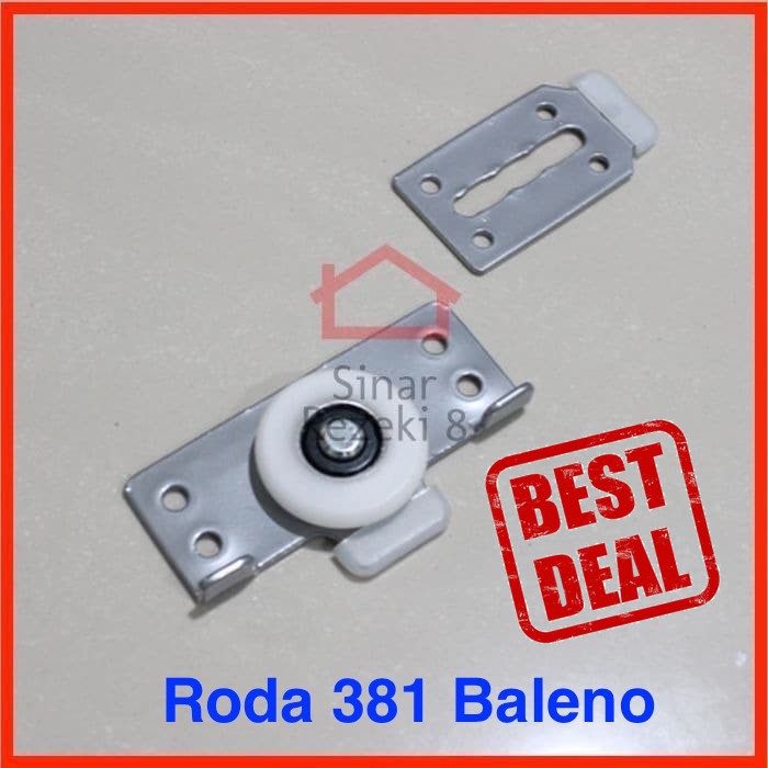 Roda Pintu Sliding Lemari Geser 381 / SD-75 Pasangan Rel U Rel C-058 Baleno