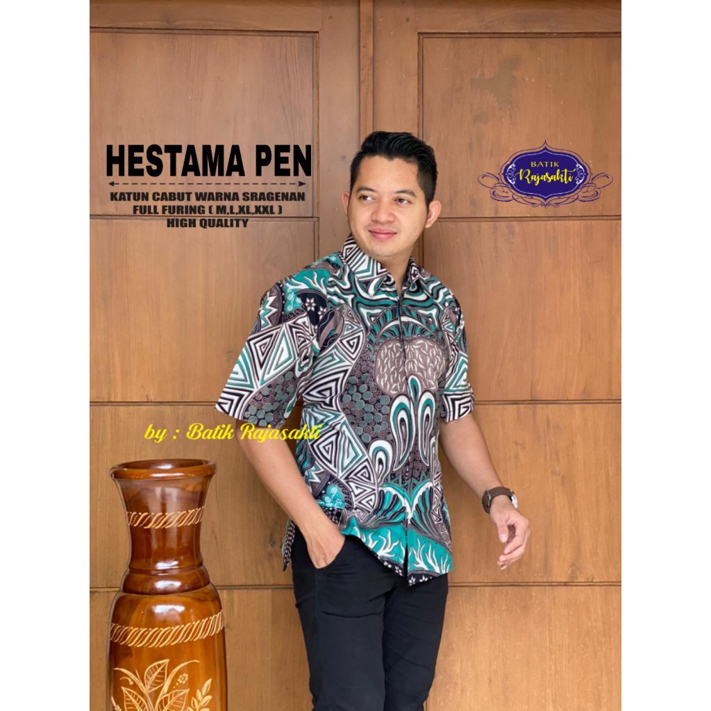 HESTAMA 2 RAJASAKTI KEMEJA BATIK SOLO PRIA LENGAN PENDEK LAPIS FURING ATASAN BATIK PREMIUM MODERN KATUN HALUS BAHUWIRYA  BANAMITRA BANAMITRA PUTIH BANGSAWAN BAYU PUTRA BERLIAN BIRU BHARATAYUDA BIMASENA BIRENDRA BIRU INDAH BRAHMAKERTA BRAHMAKERTA MERAH