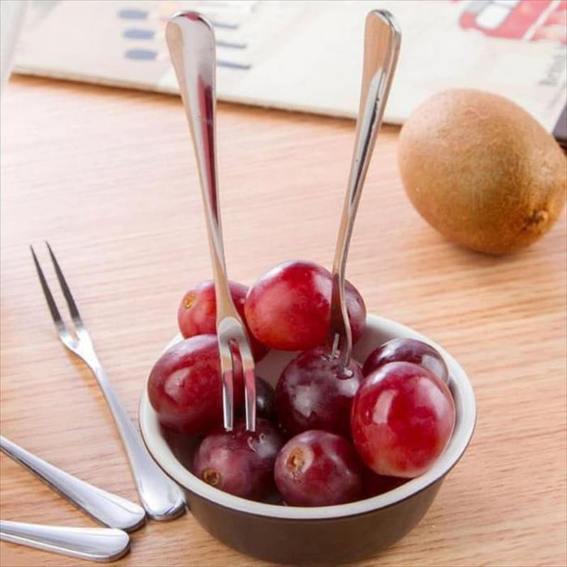 Garpu Buah Kue Kecil Dua Tusukan Stainless Steel Fruit Fork Cake