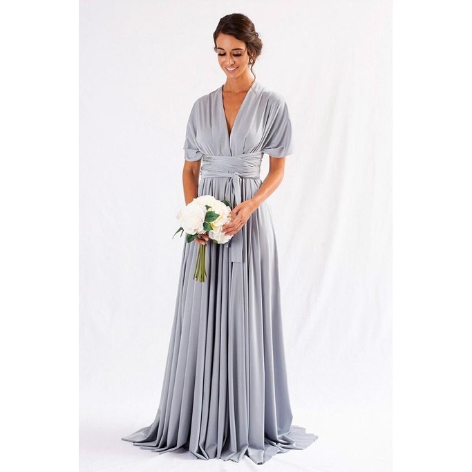 READY FREE KEMBEN Premium Multiway Dress Bridesmaid Convertible Infinity Dress Pesta Pengiring Pengantin Silver Abu Muda Light Grey