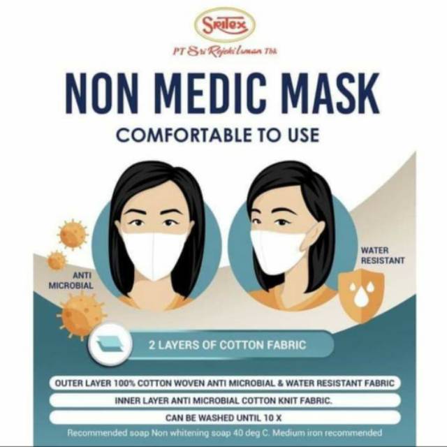 Masker sritex Anti Air Sritex 2ply