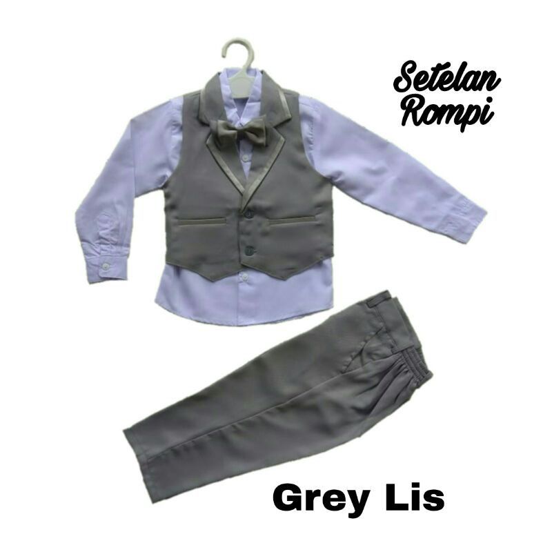 SET JAS / ROMPI 4 IN 1 ABU GREY SILVER CLASSIC 0-12 TAHUN SETELAN JAS ANAK LAKI LAKI