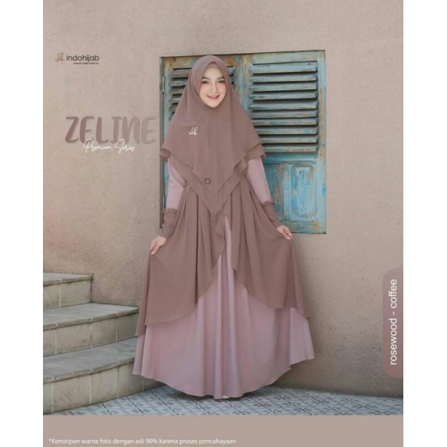 GAMIS MODEL 2 LAYER ZELINE DRESS SET BY INDOHIJAB