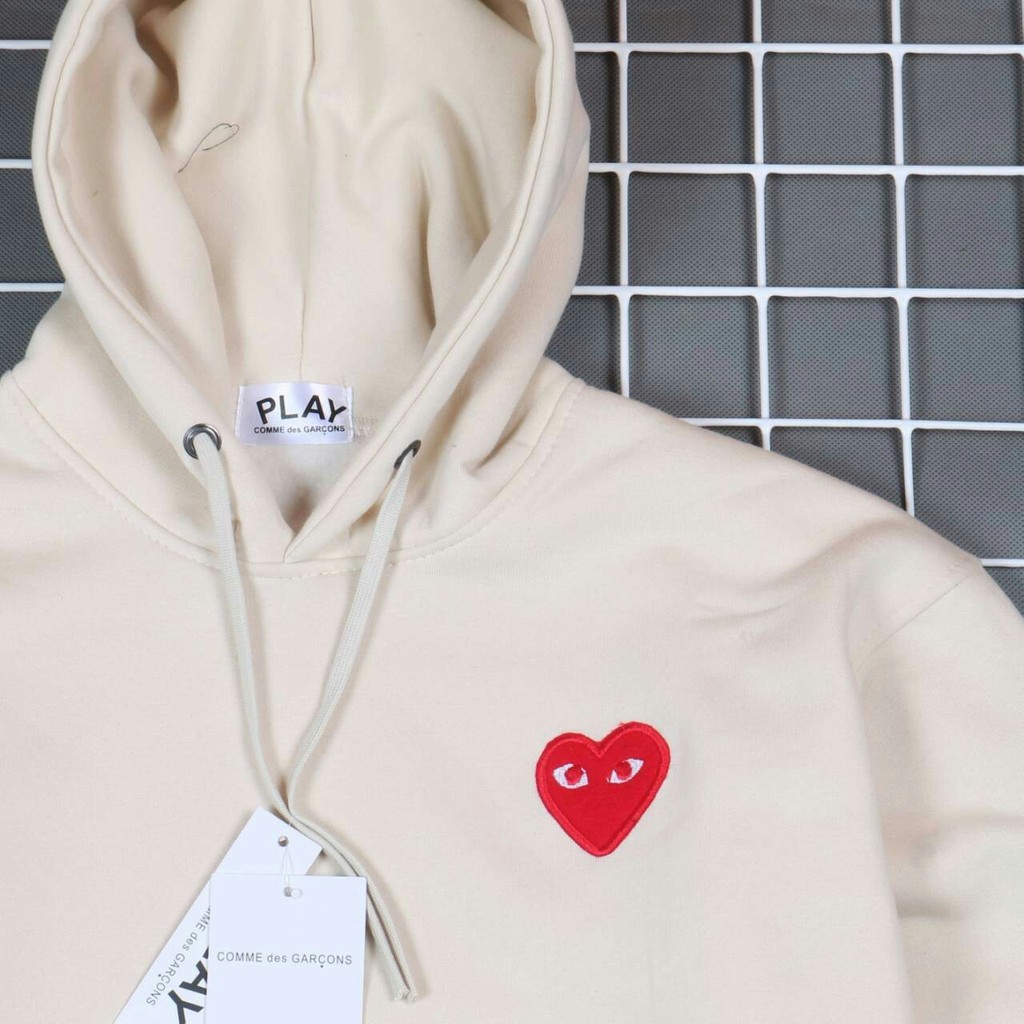 JAKET HOODIE HYPEBEAST TREND DISTRO PLAY COMME DES GARCONS WHITE CASUAL