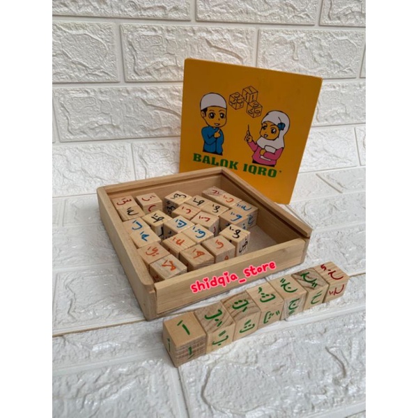 Mainan Anak Balok Iqro Hijaiyah Wooden Block LENGKAP TANDA BACANYA Mainan Kayu edukasi APE PAUD TK B