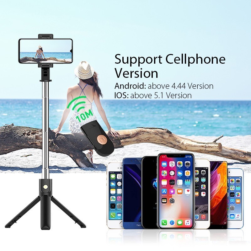 R01- 3 IN 1 Wireless Bluetooth Selfie Stick K07 Mini Tripod Expandable