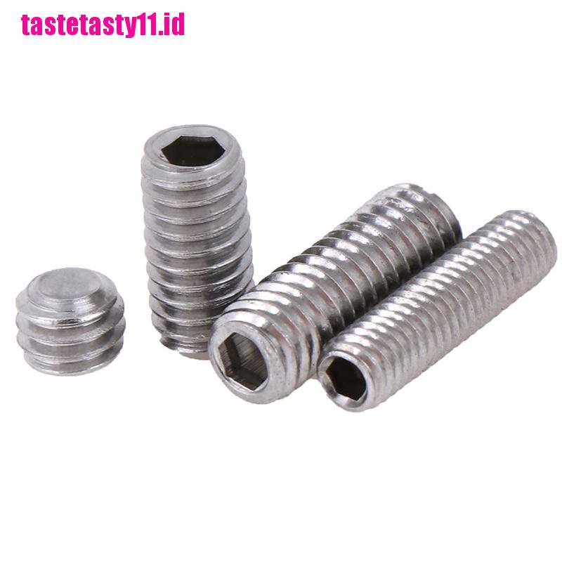 Set 50 Pcs Sekrup Hex Socket Tanpa Kepala Bentuk Cekung Bahan Stainless Steel M3 M4