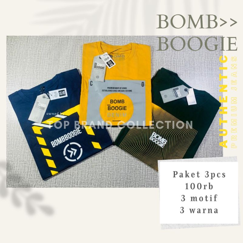 Kaos Bombboogie pria dan wanita lengan pendek 3-pcs