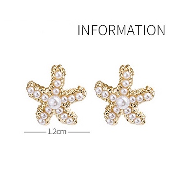 Anting Stud Jarum Perak S925 Hias Mutiara Bintang Laut Untuk Wanita