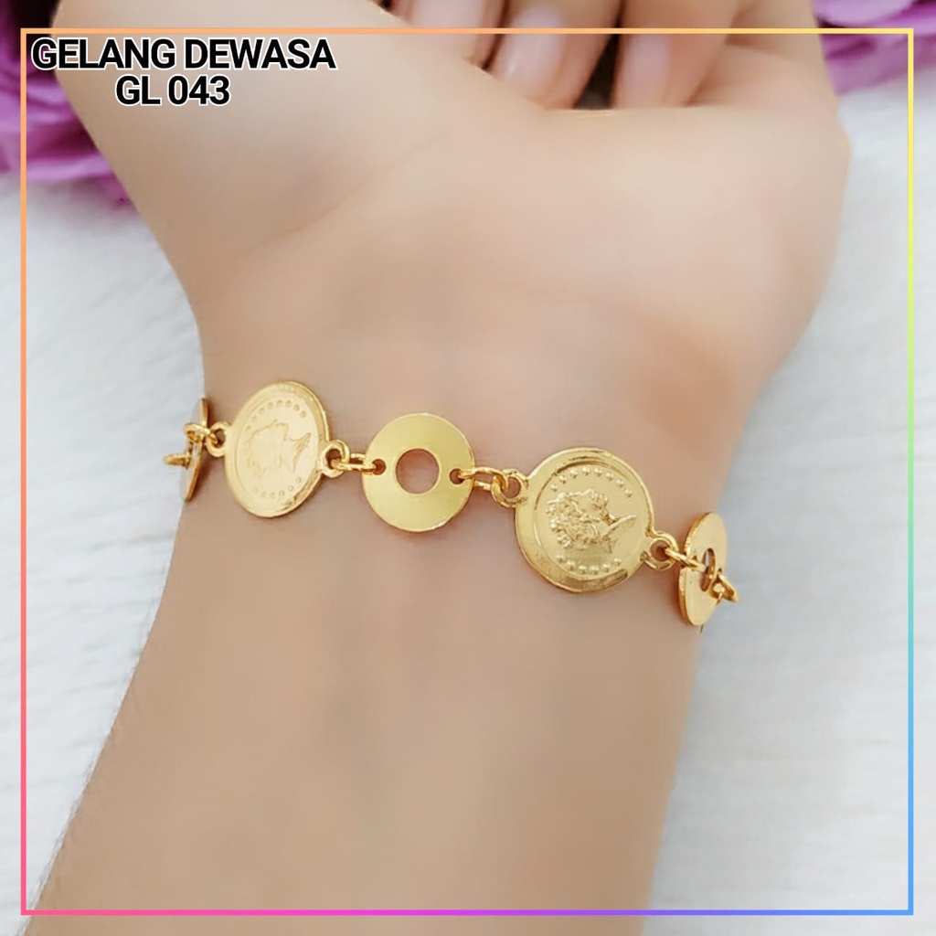 Gelang xuping gelang dewasa rantai Koin kombi plat simple perhiasan wanita murah lapis emas gold GL 043