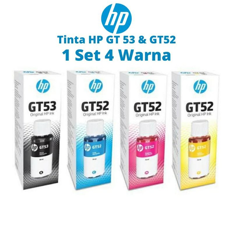 Paket 1 Set Tinta Hp GT 53 &amp; GT 52 Original untuk Hp deskjet GT5810 &amp; GT5820 All-in-One Printer