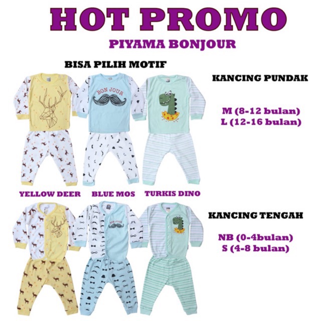 HOT SALE 1Pc Setelan Kazel Piyama BONJOUR edition 0-16 bulan CBKS