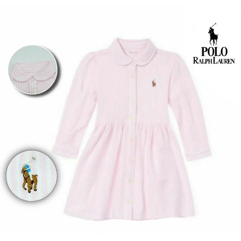 Polo Ralph Laure* - Dress Anak Bayi | Size 18, 24 bulan-Pink Strip Lacost LS