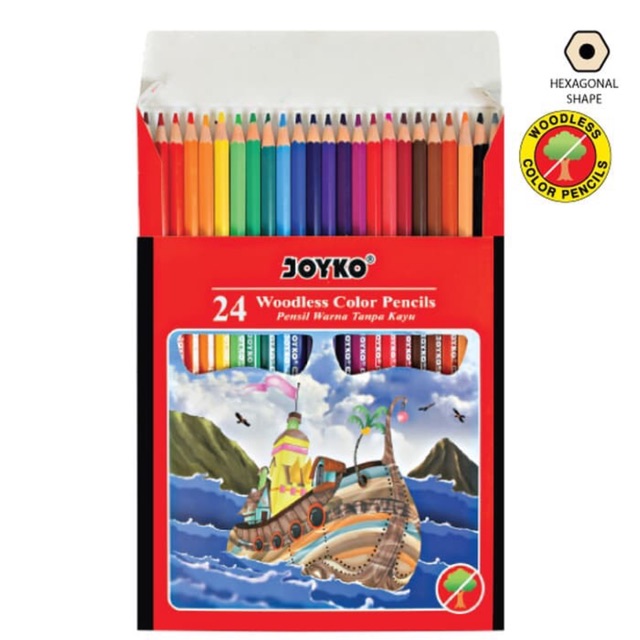 Pensil Warna Woodless JOYKO CP-104 24 warna-1
