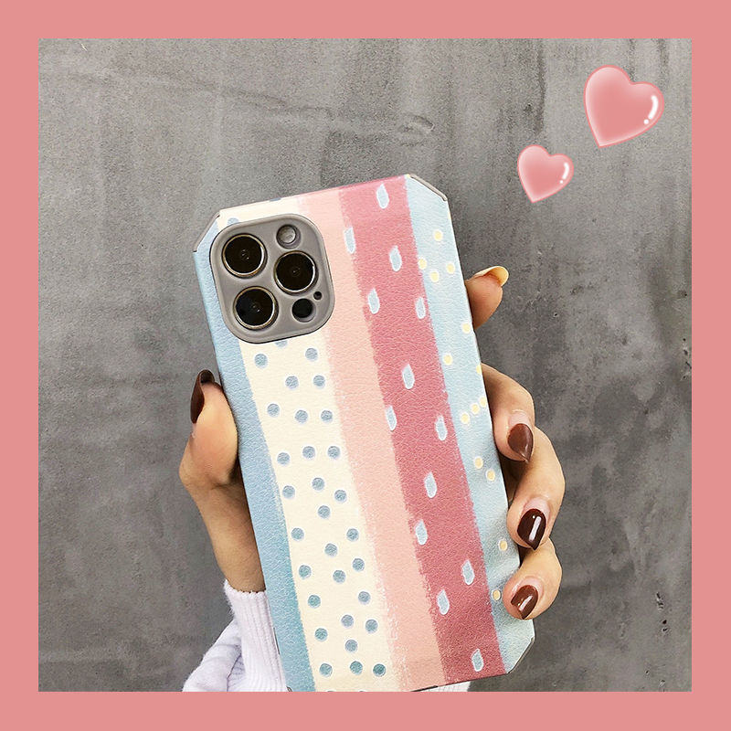 Case Bahan Kulit PU Motif Pelangi Untuk iPhone 12promax 7 8 Plus SE X XS XR XSMAX 11 11promax 12