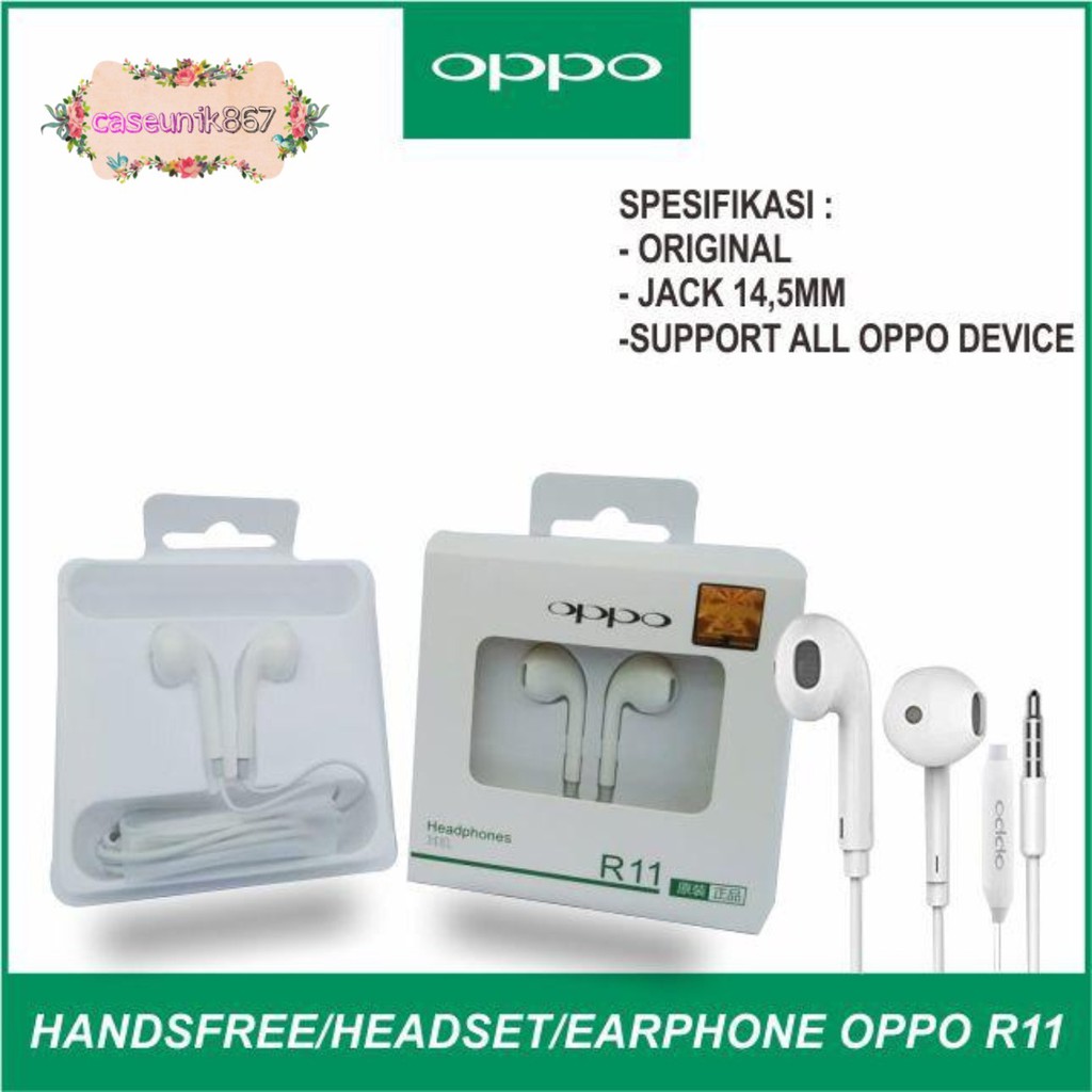 BM044 R11 Handsfree Headset Hf earphone Oppo dan Vivo packing original  Superbass +mic CS1609