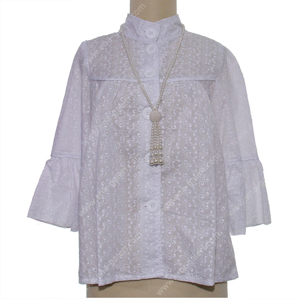 Blus Brokat Bahan Katun Rubiah Putih