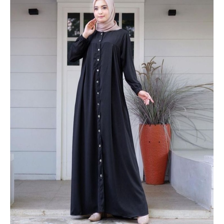 gamis elegan terbaru kancing bahan katun toyobo